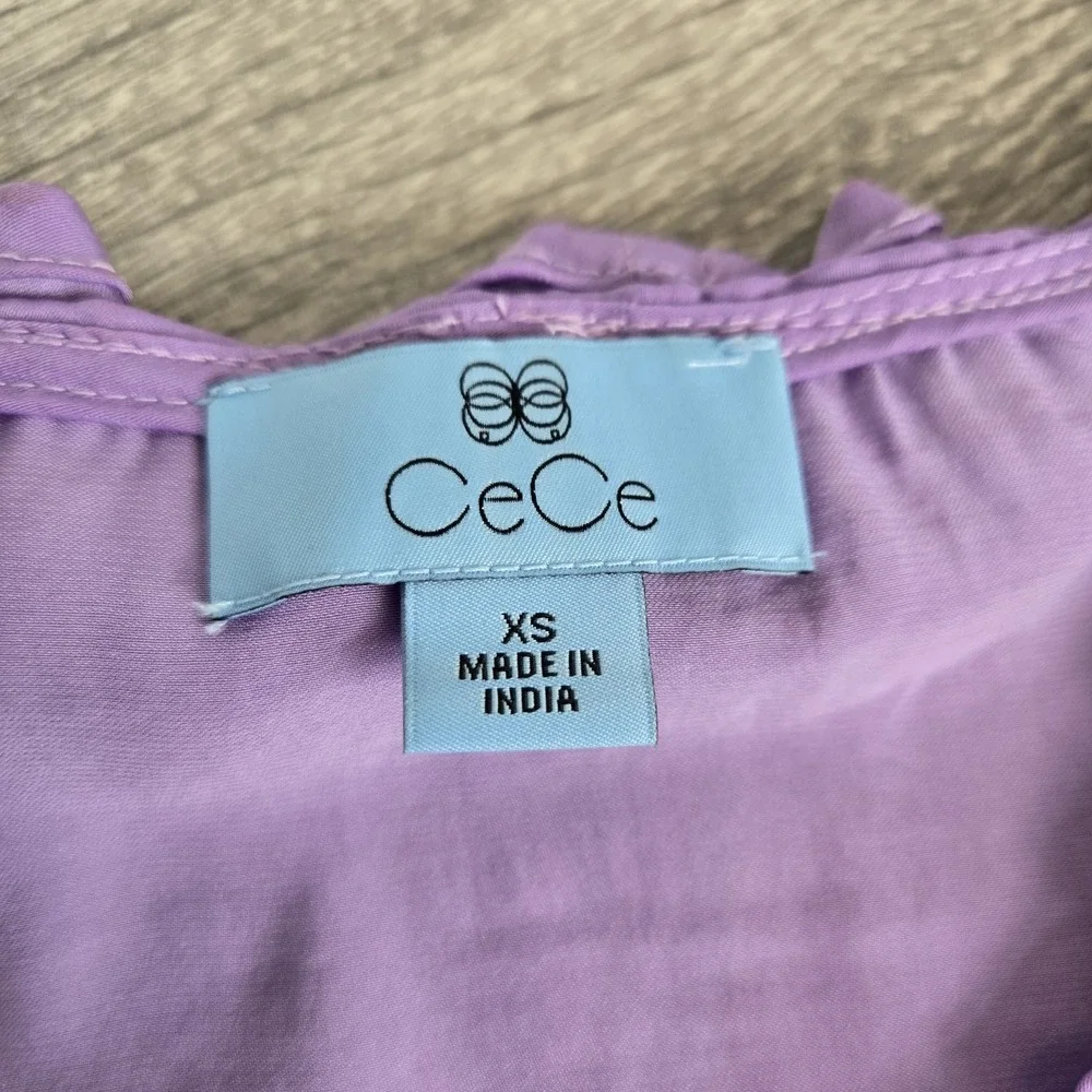 CeCe Lattice Raglan Sleeve Top Slate Lavender Size Xs  Ruffle‎ Blouse